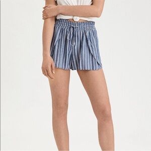 American Eagle Outfitters High Waist Blue and White Striped Shorts